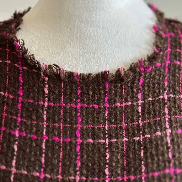 Vintage Majorelle Brown and Pink Vintage Sleeveless Tweed Dress - Picture 5 of 15